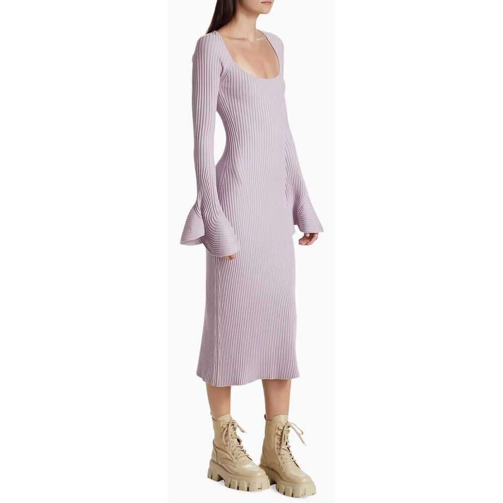 Proenza Schouler Rib-Knit Fluted Sweaterdress in Lavender NWT Size Medium - Picture 4 of 12